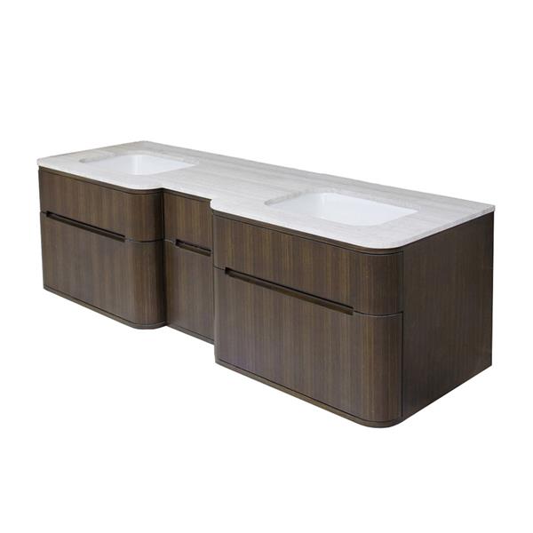 Lacava - Eleganza Wall Mount Under-Counter Double Vanity With Four Finger Routed Drawers