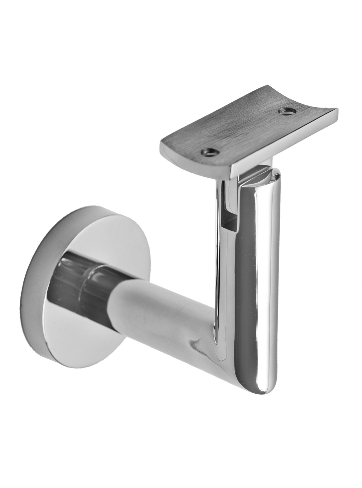 Linnea - Glass Mount Hand Rail Bracket with Flat Clamp and Round Rose