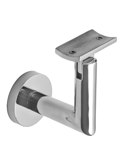 Linnea - Glass Mount Hand Rail Bracket with Flat Clamp and Round Rose