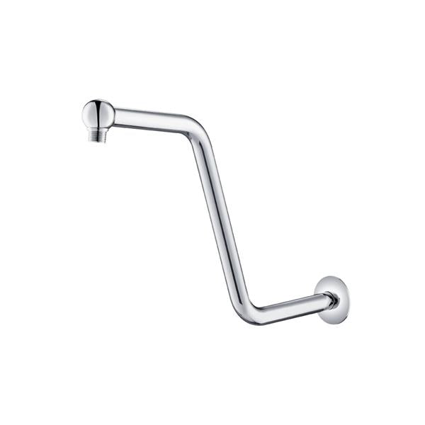 Flusso - Round Shower Arm With Flange - 14 Inch - S-Shaped - Chrome