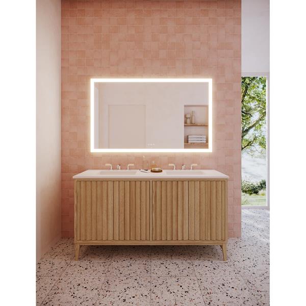 Robern - Instinct 24X30 Inch Rectangular Flat Frameless Wall Mounted Bathroom Mirror with LED Lighting