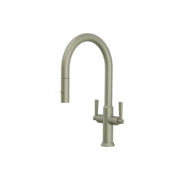 Flusso - Velox - Dual Spray Stainless Steel Two Handle Kitchen Faucet With Pull Out