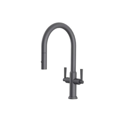 Flusso - Velox - Dual Spray Stainless Steel Two Handle Kitchen Faucet With Pull Out