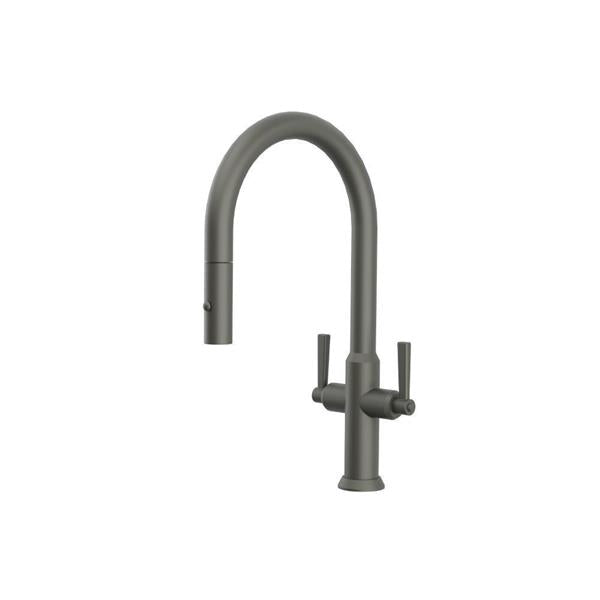 Flusso - Velox - Dual Spray Stainless Steel Two Handle Kitchen Faucet With Pull Out