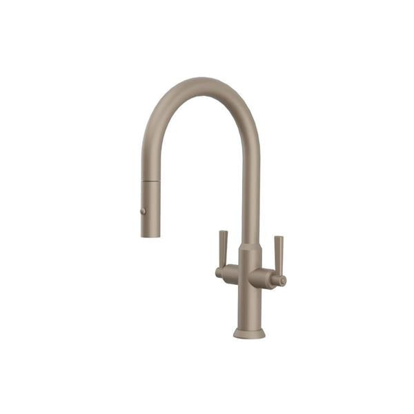 Flusso - Velox - Dual Spray Stainless Steel Two Handle Kitchen Faucet With Pull Out
