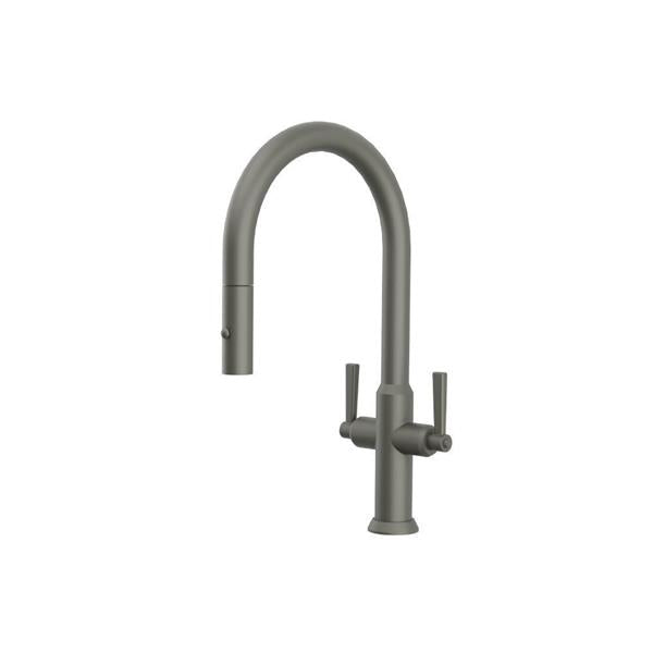 Flusso - Velox - Dual Spray Stainless Steel Two Handle Kitchen Faucet With Pull Out