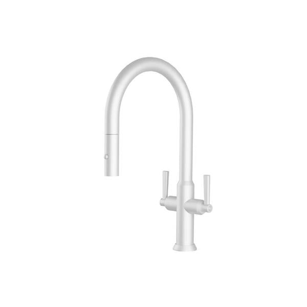 Flusso - Velox - Dual Spray Stainless Steel Two Handle Kitchen Faucet With Pull Out