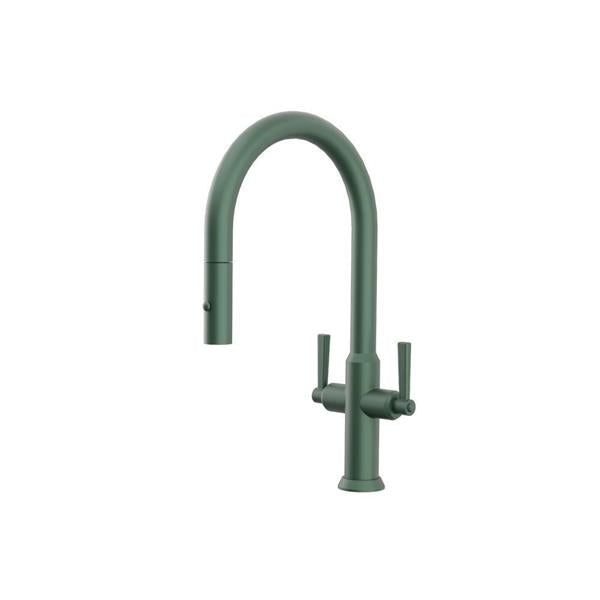 Flusso - Velox - Dual Spray Stainless Steel Two Handle Kitchen Faucet With Pull Out