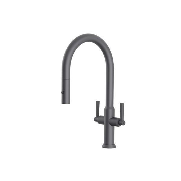 Flusso - Velox - Dual Spray Stainless Steel Two Handle Kitchen Faucet With Pull Out