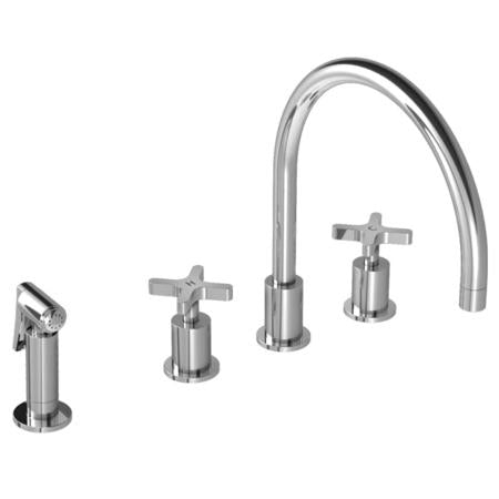 Lefroy Brooks - Kafka Cross Handle 4-Hole Kitchen Mixer With Pull-Out Hand Spray