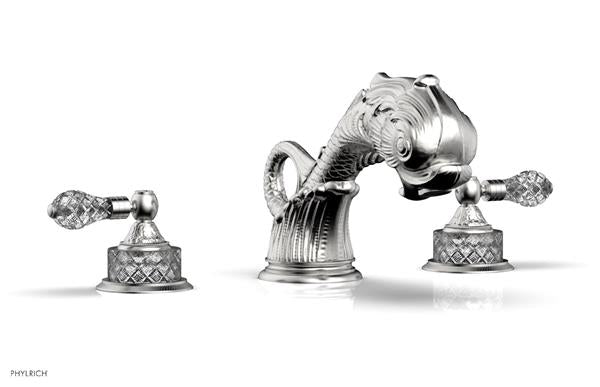 Phylrich - Dolphin Deck Tub Set Trim Only - Cut Crystal Lever Handles