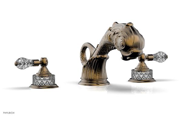 Phylrich - Dolphin Deck Tub Set Trim Only - Cut Crystal Lever Handles