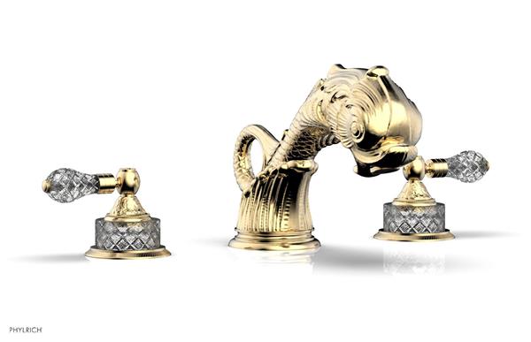 Phylrich - Dolphin Deck Tub Set Trim Only - Cut Crystal Lever Handles