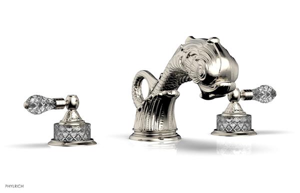 Phylrich - Dolphin Deck Tub Set Trim Only - Cut Crystal Lever Handles