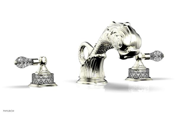 Phylrich - Dolphin Deck Tub Set Trim Only - Cut Crystal Lever Handles