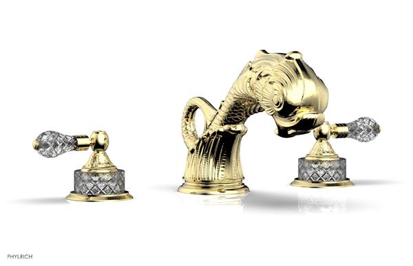 Phylrich - Dolphin Deck Tub Set Trim Only - Cut Crystal Lever Handles