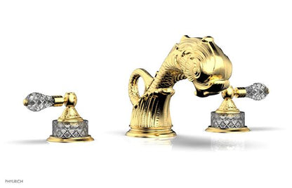 Phylrich - Dolphin Deck Tub Set Trim Only - Cut Crystal Lever Handles