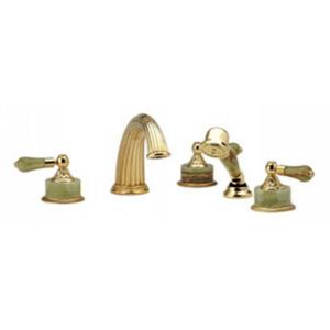 Phylrich - Versailles Deck Mounted Tub Set W/Hand Shower, Green Onyx Handle - Trim Only