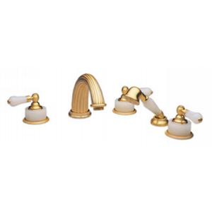 Phylrich - Versailles Deck Mounted Tub Set W/Hand Shower, Pink Onyx Handle