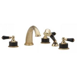 Phylrich - Regent Deck Mounted Tub Set W/Hand Shower, Black Onyx Handle - Trim Only