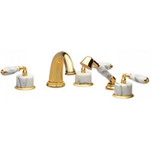 Phylrich - Valencia Deck Mounted Tub Set W/Hand Shower White Marble Lever Handles - Trim Only