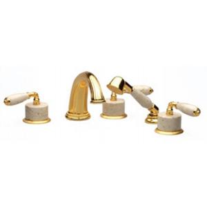 Phylrich - Valencia Deck Mounted Tub Set W/Hand Shower Beige Marble Lever Handles - Trim Only
