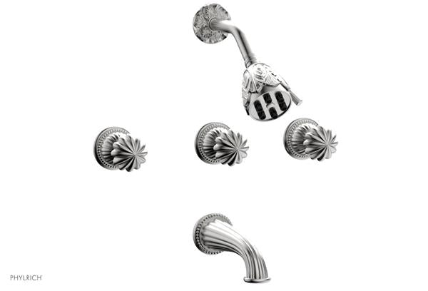 Phylrich - Georgian & Barcelona Three Handle Tub and Shower Set Trim Only - Round Handles