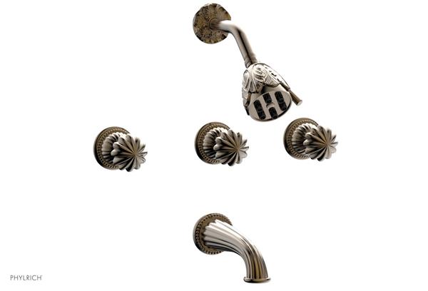 Phylrich - Georgian & Barcelona Three Handle Tub and Shower Set Trim Only - Round Handles