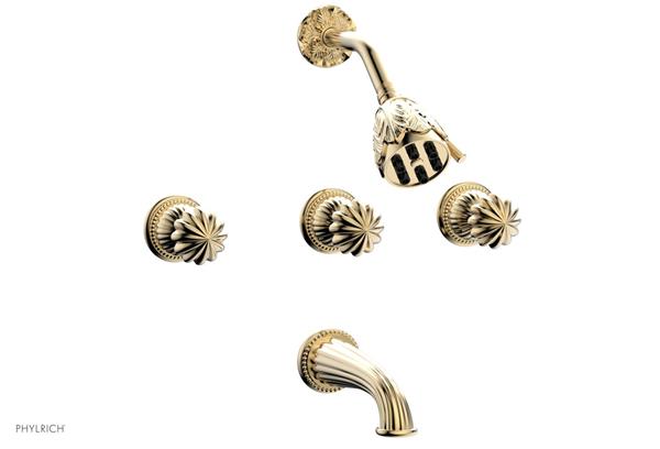 Phylrich - Georgian & Barcelona Three Handle Tub and Shower Set Trim Only - Round Handles