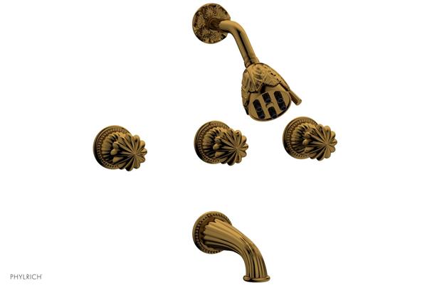 Phylrich - Georgian & Barcelona Three Handle Tub and Shower Set Trim Only - Round Handles
