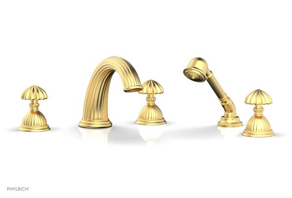 Phylrich - Georgian & Barcelona Deck Tub Set with Hand Shower Trim Only - Round Handles