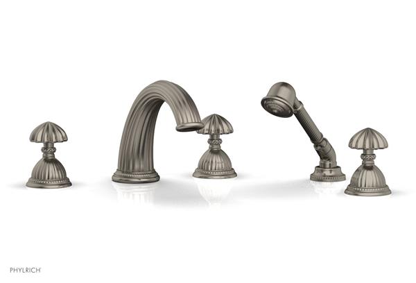 Phylrich - Georgian & Barcelona Deck Tub Set with Hand Shower Trim Only - Round Handles