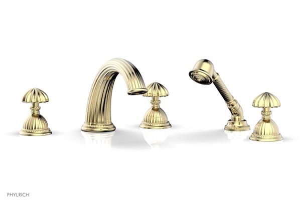 Phylrich - Georgian & Barcelona Deck Tub Set with Hand Shower Trim Only - Round Handles