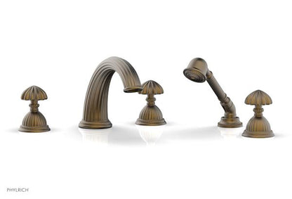 Phylrich - Georgian & Barcelona Deck Tub Set with Hand Shower Trim Only - Round Handles