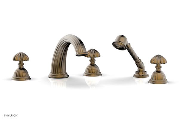Phylrich - Georgian & Barcelona Deck Tub Set with Hand Shower Trim Only - Round Handles