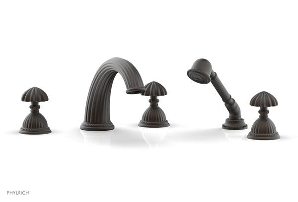 Phylrich - Georgian & Barcelona Deck Tub Set with Hand Shower Trim Only - Round Handles