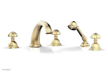 Phylrich - Georgian & Barcelona Deck Tub Set with Hand Shower Trim Only - Round Handles