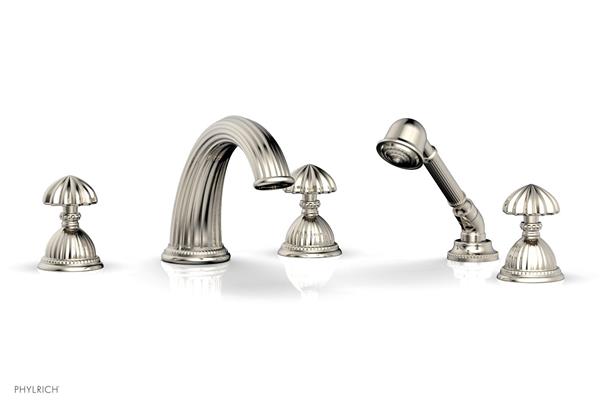 Phylrich - Georgian & Barcelona Deck Tub Set with Hand Shower Trim Only - Round Handles