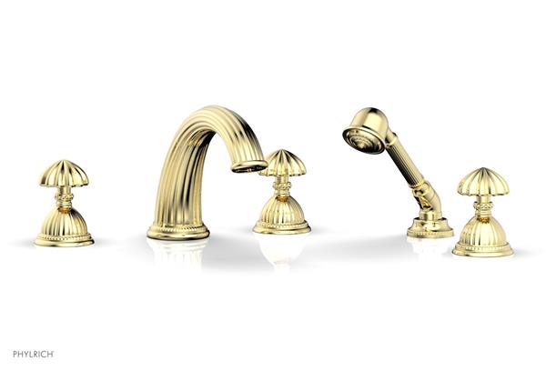 Phylrich - Georgian & Barcelona Deck Tub Set with Hand Shower Trim Only - Round Handles
