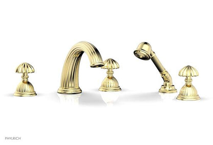 Phylrich - Georgian & Barcelona Deck Tub Set with Hand Shower Trim Only - Round Handles