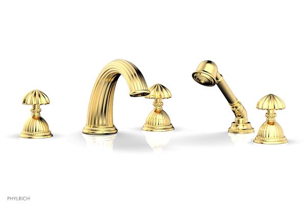 Phylrich - Georgian & Barcelona Deck Tub Set with Hand Shower Trim Only - Round Handles
