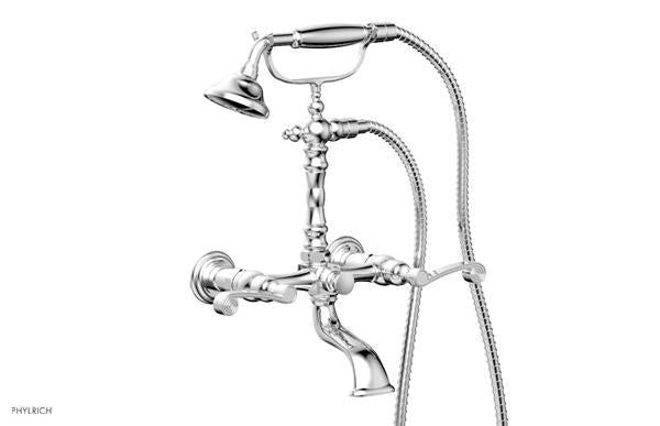 Phylrich - 3 Ring Exposed Tub & Hand Shower - Curved Lever Handles