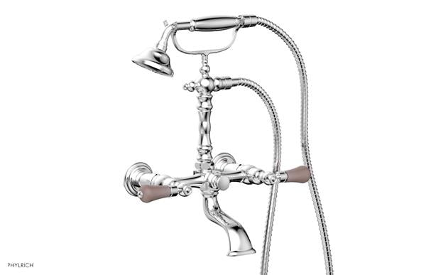 Phylrich - Regent Exposed Tub & Hand Shower - Pink Onyx Lever Handles
