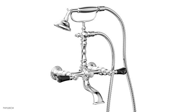 Phylrich - Regent Exposed Tub & Hand Shower - Black  Onyx Lever Handles