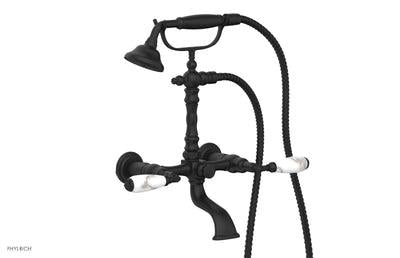 Phylrich - Valencia Exposed Tub & Hand Shower - White Marble Lever Handles