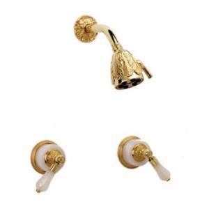 Phylrich - Versailles Two Handle Shower Set, Pink Onyx Handle - Trim Only