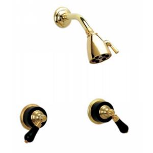 Phylrich - Regent Two Handle Shower Set, Black Onyx Handle - Trim Only