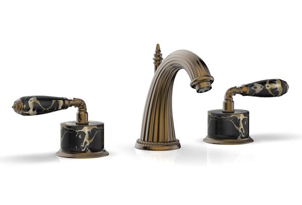 Phylrich - Valencia Widespread Faucet Black Marble Accents