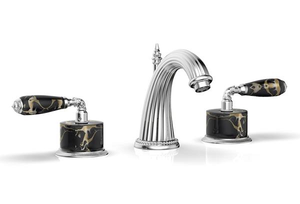 Phylrich - Valencia Widespread Faucet Black Marble Accents