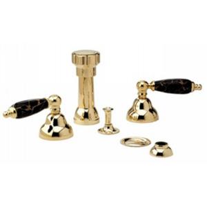 Phylrich - Carrara Four Hole Bidet set W/Vertical Spray, Black Marble Lever Handles